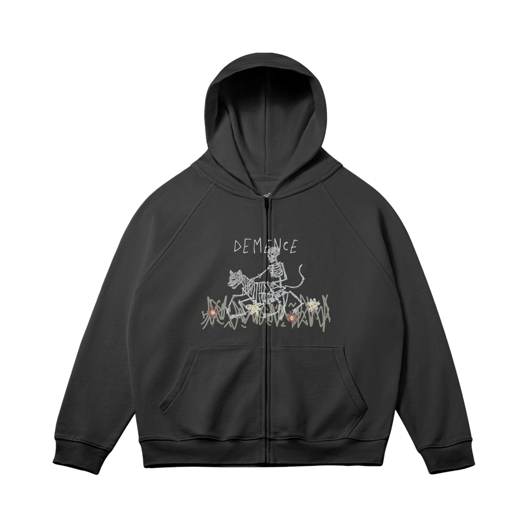 SKELETON ZIP HOODIE - Black