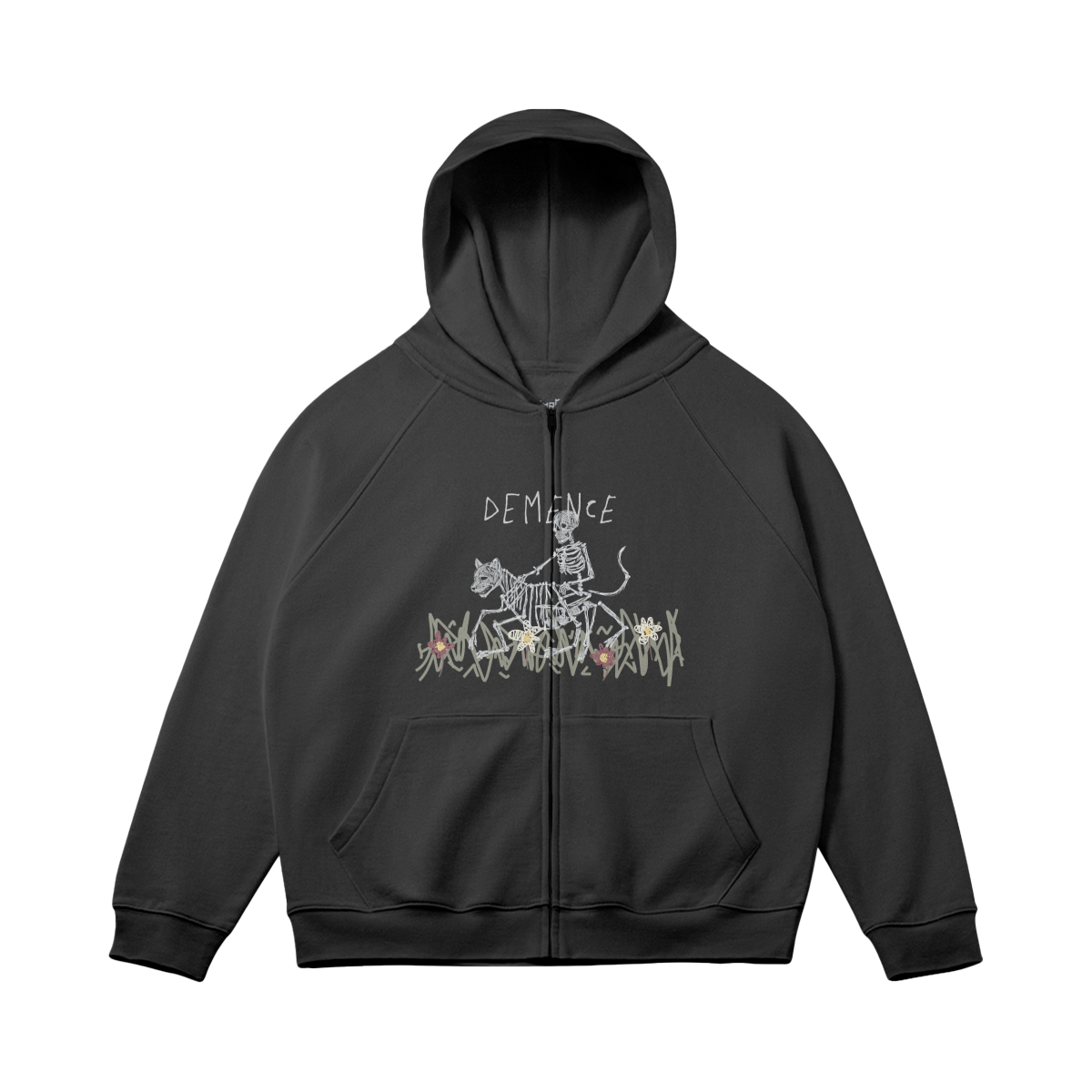 SKELETON ZIP HOODIE - Black