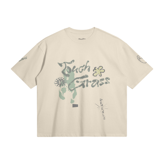 TOUCH GRASS TEE - Apricot